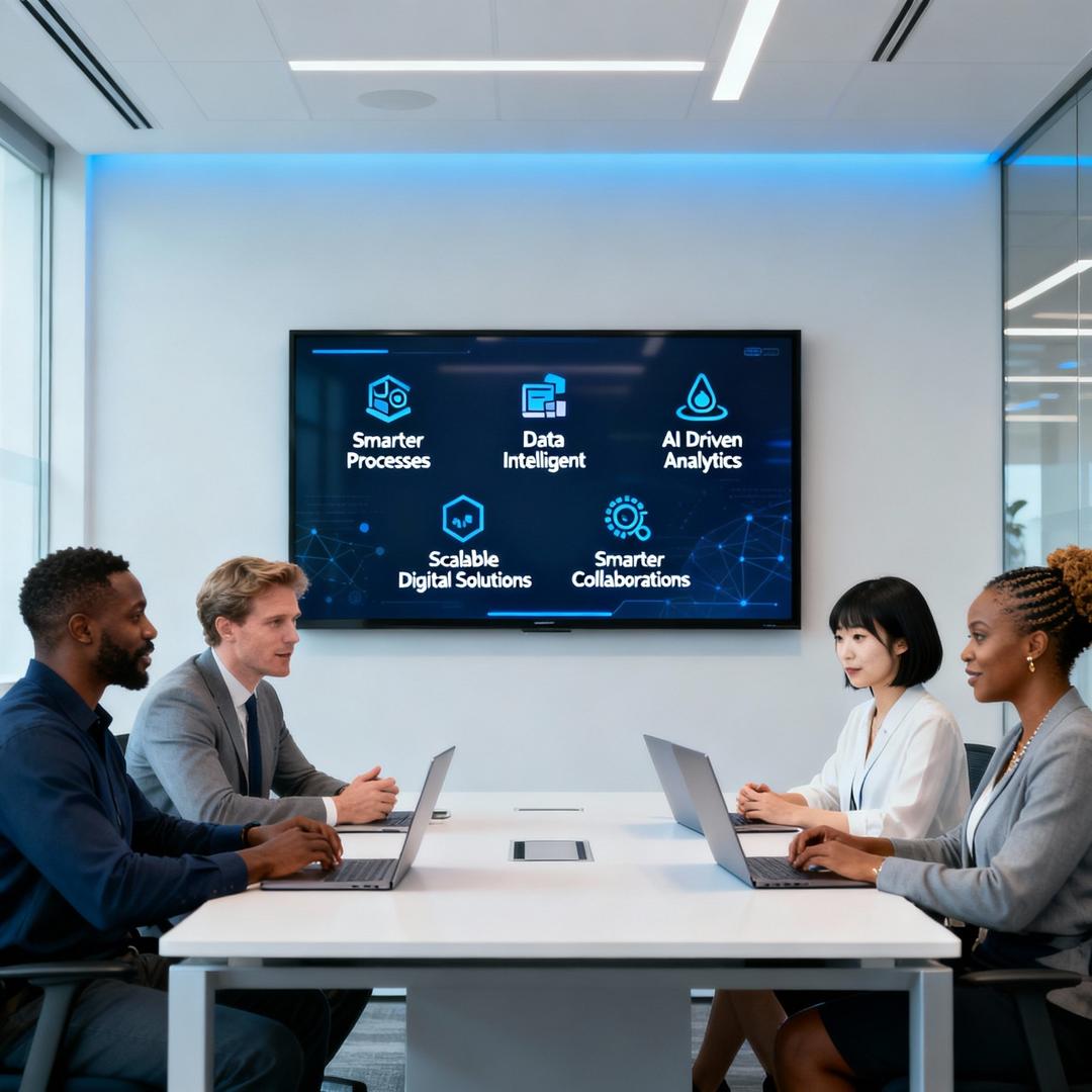 A person holding a tablet in a warehouse, showing supply chain optimization data.